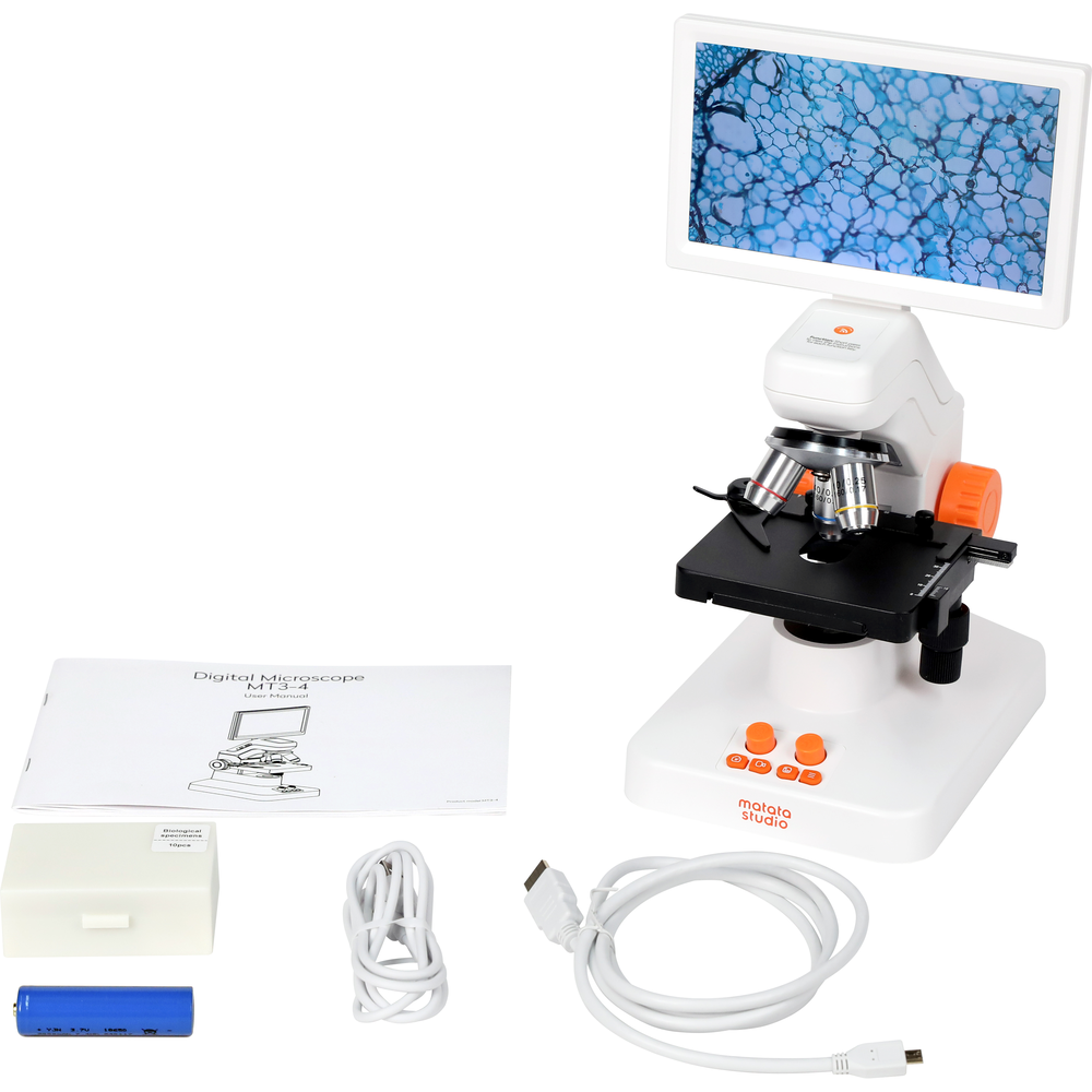 Microscope Camera Mt First Lab Matatalab Intelligent Microscope MT3-2 - White-Black 11.8x9.8x8.6in Box