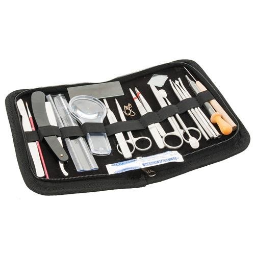 20 Pcs Dissection Kit Set - University Level - Stainless Steel - Leather Storage Case - Eisco Labs