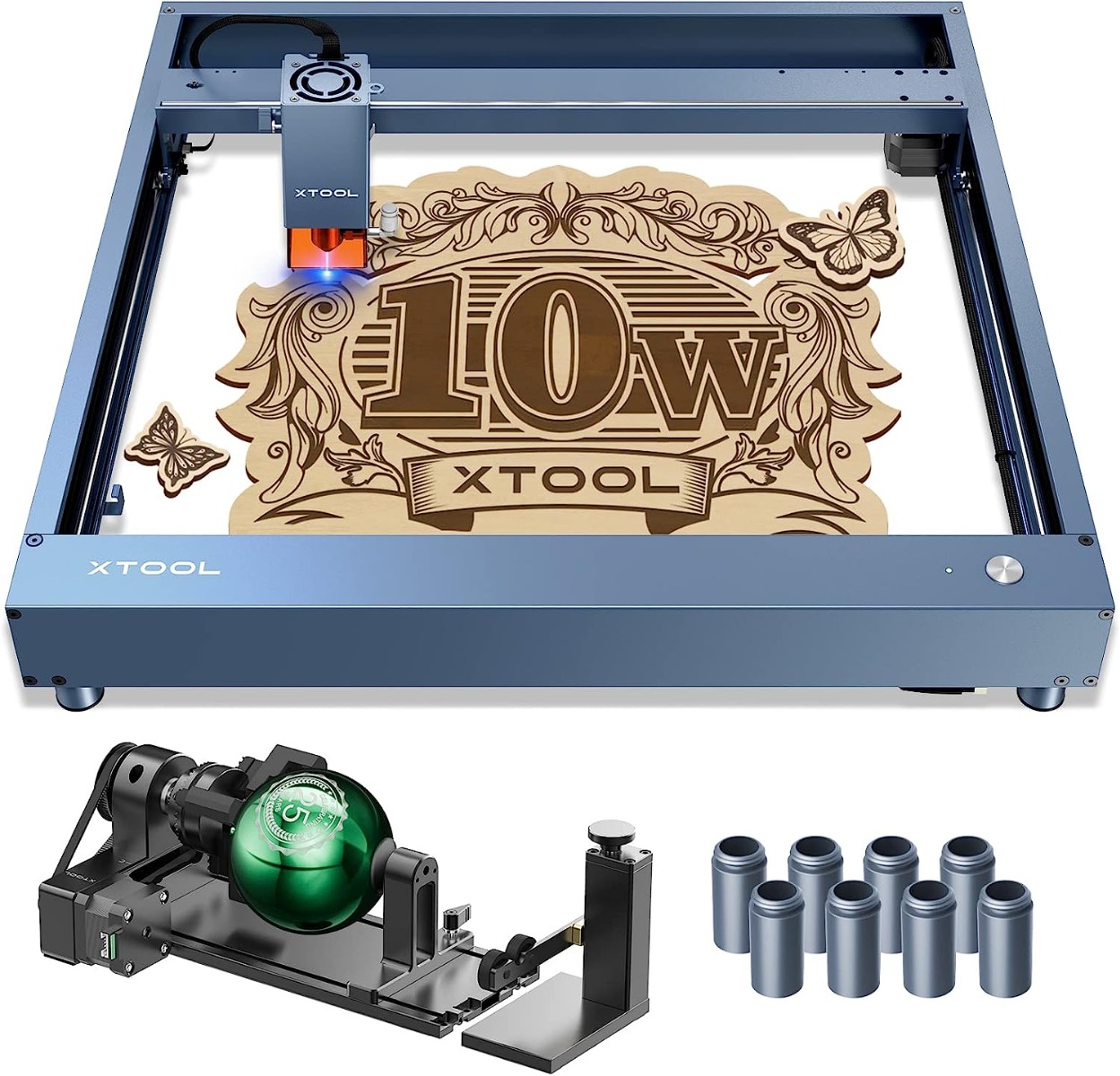 xTool D1 Pro : Higher Accuracy Diode DIY Laser Engraving & Cutting Machine 10W + RA2 Pro + Risers (8 Packs)
