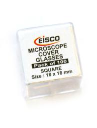 Slide Cover Slips, 100 pack - Square - Microscope Glass Covers, 18 x 18 mm - Eisco Labs