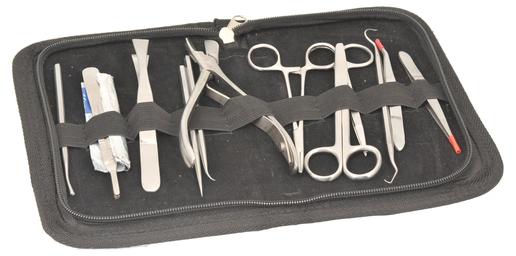 12 Pcs Dissection Kit Set - Ideal for Instructors - Stainless Steel - Leather Storage Case - Eisco Labs