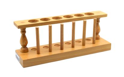 Wooden Test Tube Rack with 6 Draining Pins - Holds 6 Tubes up to 25mm - 9.75