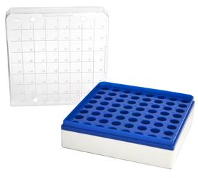 MCT Box - 1.5ml - 64 Holes - Polycarbonate Plastic - Printed Index on Lid