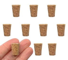 10PK Cork Stoppers, Size #2 - 9mm Bottom, 13mm Top, 17mm Length - Tapered Shape, Natural Bark Material - Great for Household & Laboratory Use - Eisco Labs