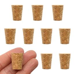 10PK Cork Stoppers, Size #5 - 12mm Bottom, 17mm Top, 22mm Length - Tapered Shape, Natural Bark Material - Great for Household & Laboratory Use - Eisco Labs