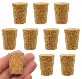 10PK Cork Stoppers, Size #8 - 17mm Bottom, 22mm Top, 27mm Length - Tapered Shape, Natural Bark Material - Great for Household & Laboratory Use - Eisco Labs