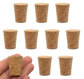 10PK Cork Stoppers, Size #9 - 18mm Bottom, 24mm Top, 29mm Length - Tapered Shape, Natural Bark Material - Great for Household & Laboratory Use - Eisco Labs