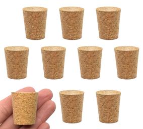 10PK Cork Stoppers, Size #11 - 21mm Bottom, 27mm Top, 31mm Length - Tapered Shape, Natural Bark Material - Great for Household & Laboratory Use - Eisco Labs