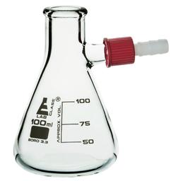 Filtering Flask, 100ml - Integral, Plastic Side Arm - Borosilicate Glass - Heavy Wall, Conical Shape - Eisco Labs