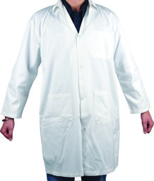 Lab Coat, Large - White Polyester / Cotton Drill, Long Sleeves, 3 Large Pockets - Eisco Labs