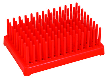 Red Plastic Test Tube Peg Drying Rack Holds 96 13mm Test Tubes - Eisco Labs