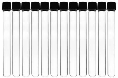 12PK Test Tubes, 20ml - Bakelite Screw Cap with Rubber Liner - Borosilicate 3.3 Glass - 5.9
