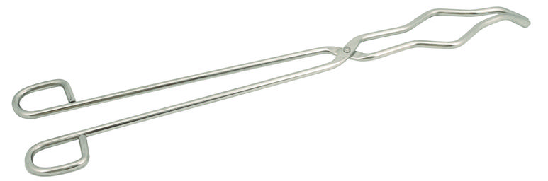 Crucible Tong with Bow, Straight, Serrated Tips, Stainless Steel, 12