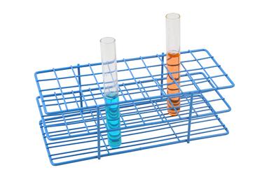 Blue Epoxy Coated Steel Wire Test Tube Rack, 40 Holes, Outer Diameter permitted of tubes 18-20mm or less , 4 X 10 Format