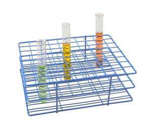 Blue Epoxy Coated Steel Wire Test Tube Rack, 80 Holes, Outer Diameter Permitted of Tubes 18-20mm or Less , 8x10 Format