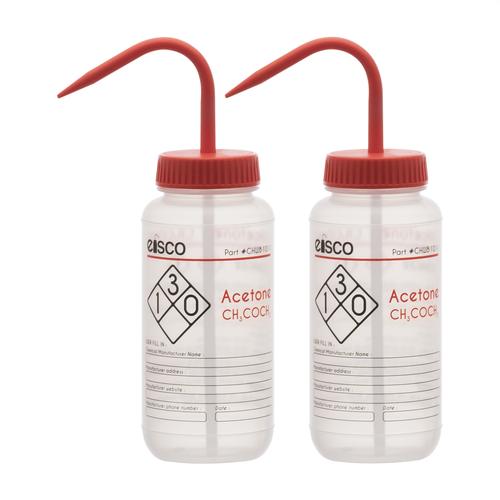 EISCO 2PK Wash Bottle For Sodium Hypochlorite  Bleach , 1000ml - Labeled With Color Coded Chemical Safety Information 4 Colors Wide Mouth Self Venting Ldpe Performance Plastics Labs - View #10