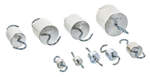 Eisco Labs Steel Cylinder Hooked Weights - Set of 9 total weight 500 grams