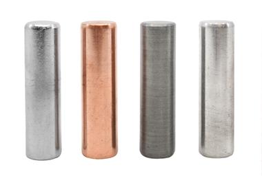 4pc Metal Cylinder Set - Aluminum, Zinc, Copper & Steel - 1.5
