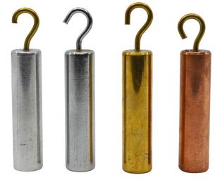 4pc Hooked Metal Cylinders Set - Brass, Aluminum, Steel & Copper - 2