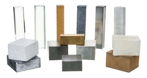 14pc Solid Materials Kit - Brass, Iron, Copper, Aluminum, Hardwood, Softwood, Nylon, PVC & Acrylic - For Physics Exploration & Experimentation - Eisco Labs