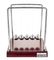 Eisco Labs Advanced Newton's Cradle with Red Wood Base - 7.25