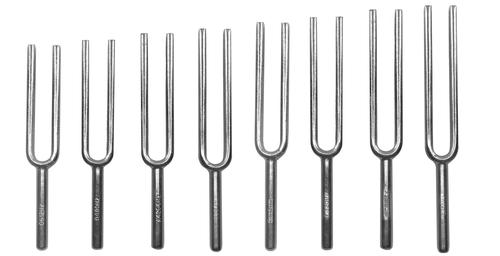 Eisco Labs Scientific Steel Tuning Forks, Set of 8 (Scientific Pitch, C4 = 256Hz) - Designed for Physics Experiments
