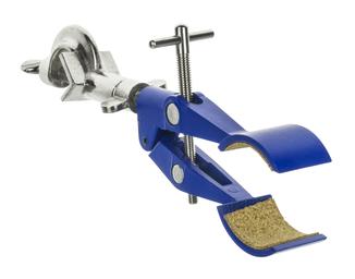 2 Prong, Cork Lined, Burette, Flask, Beaker Clamp on Swivel Bosshead - 4.3