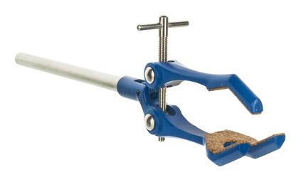 3 Finger, Cork Lined Extension Clamp on Stainless Steel Rod - 3.4