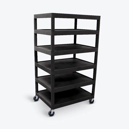 Six Flat Shelf Structural Foam Plastic Cart 
