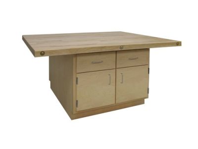 Hann LCB-32-4V Double Door Two Drawer Four Station Workbench With Vises 54 x 64