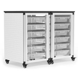 Modular Classroom Storage Cabinet - 2 side-by-side modules with 12 small bins