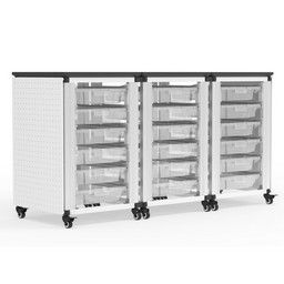 Modular Classroom Storage Cabinet - 3 side-by-side modules with 18 small bins