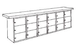 Hann WA-10L Steel Base Wall Workbench With 18 Horizontal Lockers 24 x 120