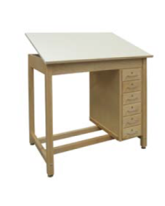 Hann WD-31 Drawing Table Includes 6 Drawers 42x30 Adjustable Angled Top