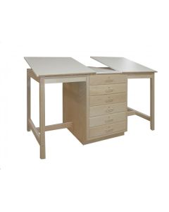 Hann WD-80 Dual Station Drawing Table wth 6 Drawers