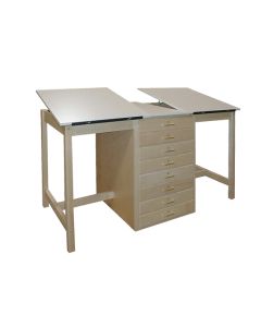Hann WD-82 Dual Table Drawing Table with 8 Drawers
