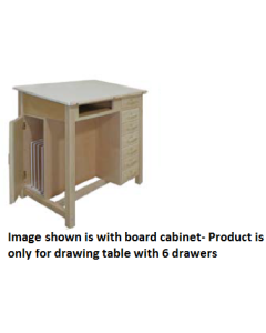 Hann WD-51 Two Section Drawing Table with Bookwell and 6 Drawers 24x24 Split Fixed Angled Top