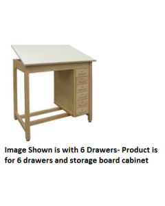 Hann WD-33 Drawing Table Includes Drawer Board Storage Cabinet and 6 Drawers 42x30 Adjustable Angled Top