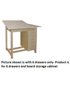 Hann WD-63 Two Section Drawing Table with Board Storage Cabinet and 6 Drawers 42x30 Split Adjustable Top