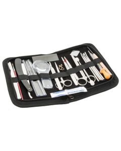 20 Pcs Dissection Kit Set - University Level - Stainless Steel - Leather Storage Case - Eisco Labs