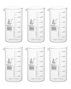 Beaker Tall form, with spout made of borosilicate glass, graduated, 600ml. PK of 6