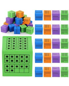 Dice, Ten-Frames, Foam 4 Clrs, S/12