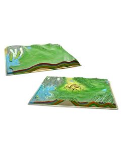 Comparative Terrain Landform Models, 23.5 Inch, Set of 2 - Cross-Sectional, 3 Dimensional - Hand Painted, Full Color - Removable Mountain Forms Overlay - Eisco Labs