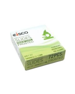 Glass Microscope Slides, 72 Pack - Precleaned - Ground & Polished Edges - Frosted End - Eisco Labs