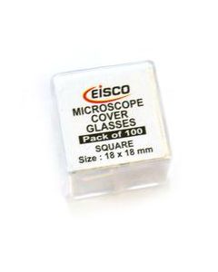 Slide Cover Slips, 100 pack - Square - Microscope Glass Covers, 18 x 18 mm - Eisco Labs