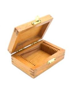 Wooden Slide Box for 12 Slides with Latch, Fits 75x25mm Slides - Eisco Labs