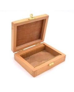 Wooden Slide Box for 25 Slides with Latch - For 75x25mm Slides - Eisco Labs