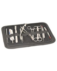 12 Pcs Dissection Kit Set - Ideal for Instructors - Stainless Steel - Leather Storage Case - Eisco Labs