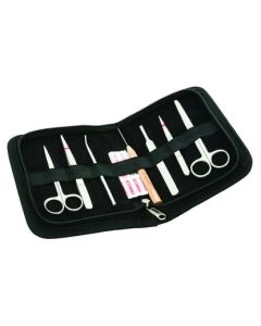 7 Pcs Dissection Kit Set - Basic - Stainless Steel - Leather Storage Case - Eisco Labs