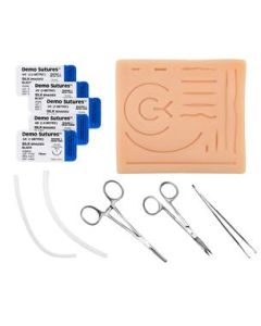 Practice Suture Kit - Premium, Life-Like Plastic Suture Pad with Common Cuts & Lacerations - Needle Holder, Forceps, Scissors, Tubing, Needles & Sutures - Made by Physicians - Eisco Labs